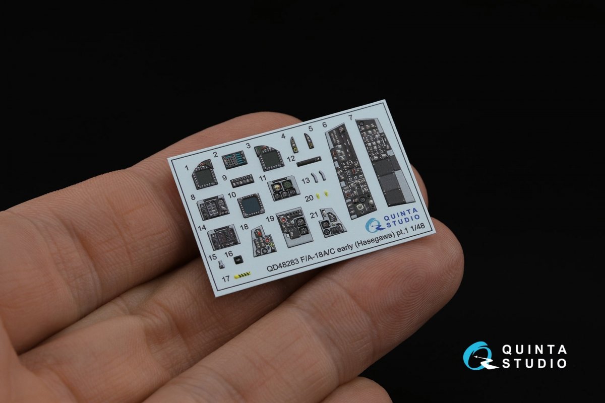Quinta Studio QD48283 F/A-18A / C early 3D-Printed &amp;amp; colored Interior on decal paper (Hasegawa) 1/48 – image 7