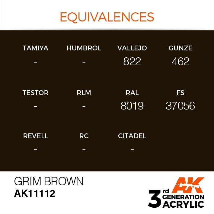 AK Interactive AK11112 GRIM BROWN – STANDARD 17ml – image 2
