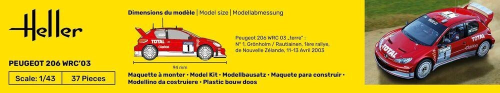 Heller 56113 Peugeot 206 WRC &amp;#39;03 - Starter Kit 1/43 – zdjęcie 2