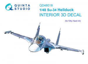 Intérieur coloré imprimé en 3D sur papier décalcomanie Quinta Studio QD48018 Su-34 (KittyHawk) 1/48