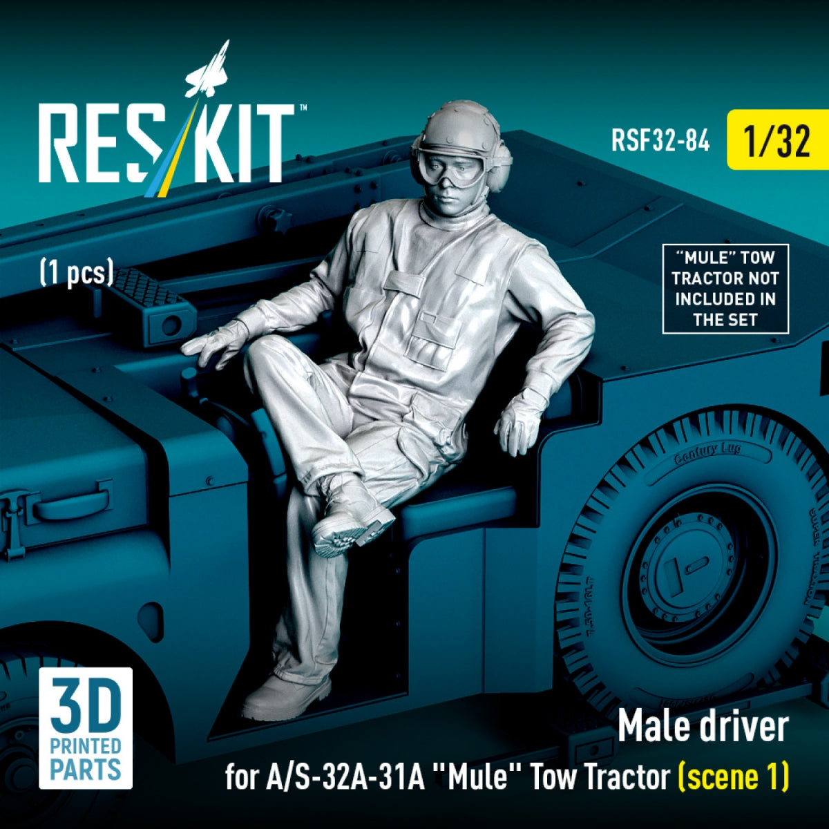 RESKIT RSF32-0084 Male driver for A/S-32A-31A "Mule" Tow Tractor (scene 1) (1 pcs) (3D Printed) 1/32