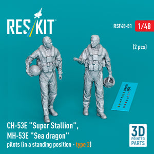 RESKIT RSF48-0081 CH-53E &amp;quot;Super Stallion&amp;quot;, MH-53E &amp;quot;Sea dragon&amp;quot; pilots (in a standing position - type 2) (2 pcs) (3D Printed) 1/48