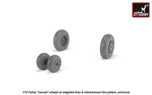 Armory Models AW72413 Fairey Gannet late type wheels w/ weighted tires of checkerboard tire pattern 1/72 – immagine 2