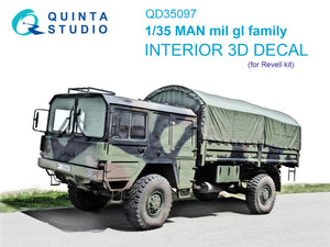 Quinta Studio QD35097 MAN mil gl family 3D-Printed &amp;amp; coloured Interior on decal paper (Revell) 1/35