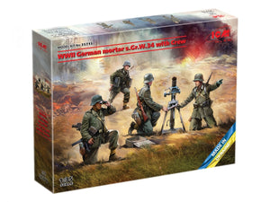 ICM 35715 WW2 German mortar GrW 34 with Crew (mortar and 4 figures) 1/35 – immagine 2