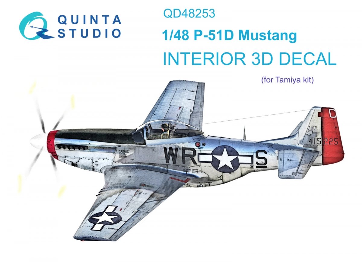 Quinta Studio QD48253 P-51D 3D-Printed &amp;amp; colored Interior on decal paper (Tamiya) 1/48