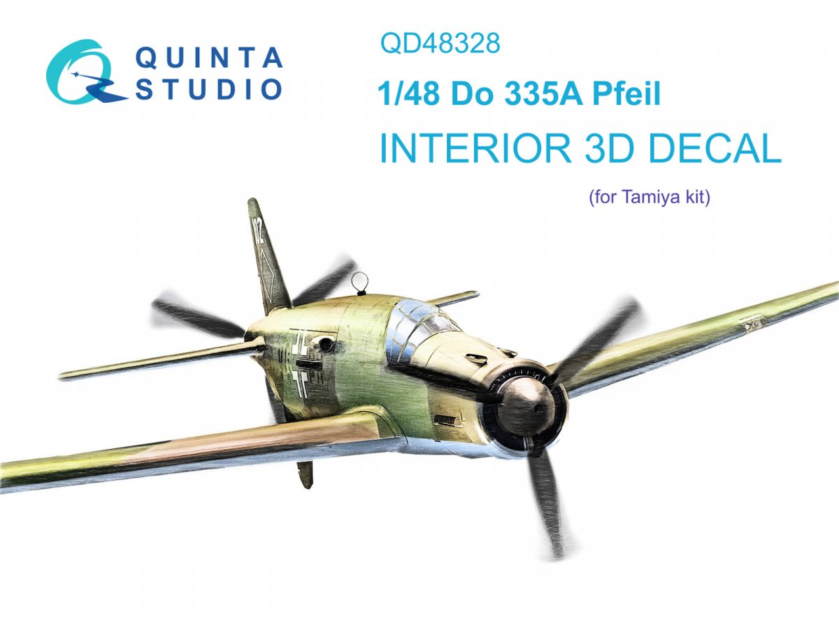 Quinta Studio QD48328 Do 335A Pfeil 3D-Printed & coloured Interior on decal paper (Tamiya) 1/48