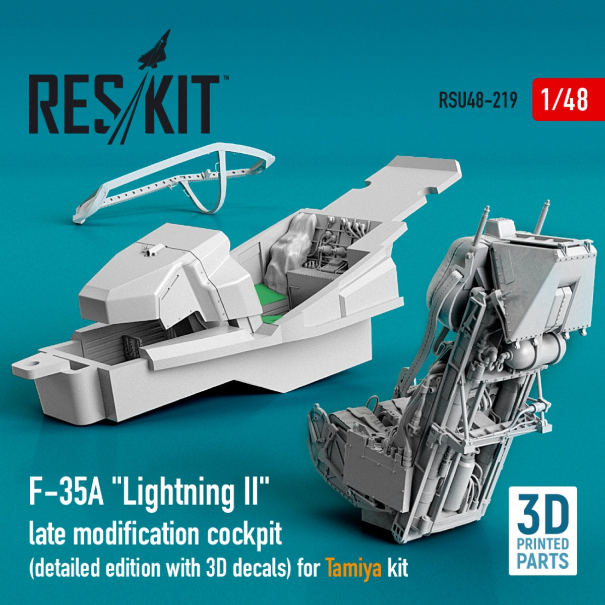 RESKIT RSU48-0219 COCKPIT F-35A « LIGHTNING II » (ÉDITION DÉTAILLÉE AVEC DÉCALCOMANIES 3D) POUR MAQUETTE TAMIYA (IMPRIMÉE EN 3D) 1/48 – image 2