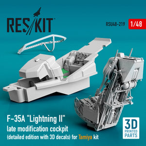 RESKIT RSU48-0219 COCKPIT F-35A « LIGHTNING II » (ÉDITION DÉTAILLÉE AVEC DÉCALCOMANIES 3D) POUR MAQUETTE TAMIYA (IMPRIMÉE EN 3D) 1/48 – image 2