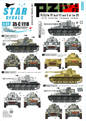 Star Decals 35-C1118 PzKpfw IV F2 and G of the Waffen-SS 1/35