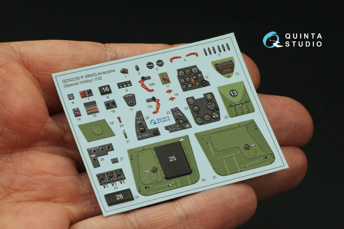 Quinta Studio QD32225 P-39N/Q Airacobra interior 3D-Printed coloured Interior on decal paper (Special Hobby) 1/32 – immagine 3
