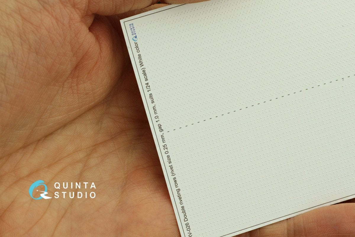 Quinta Studio QRV-026 Double riveting rows (rivet size 0.25 mm, gap 1.0 mm, suits 1/24 scale), White color, total length 5.8 m/19 ft – image 3