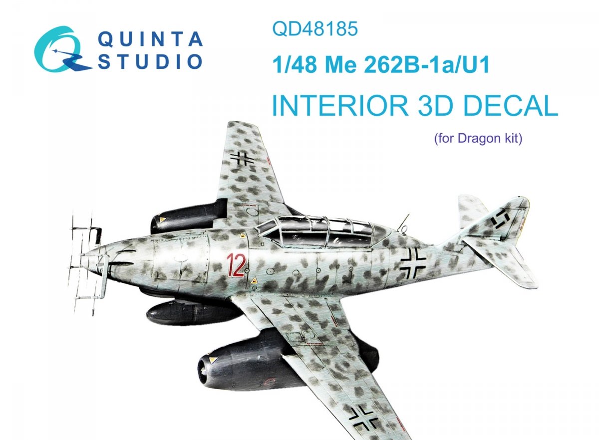 Quinta Studio QD48185 Me 262B-1a/U1 3D-Printed &amp;amp; coloured Interior on decal paper (for Dragon ) 1/48