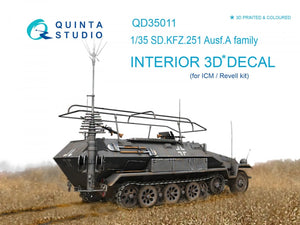 Quinta Studio QD35011 KFZ 251 Ausf.A 3D-Printed &amp;amp; coloured Interior on decal paper (for ICM kits) 1/35