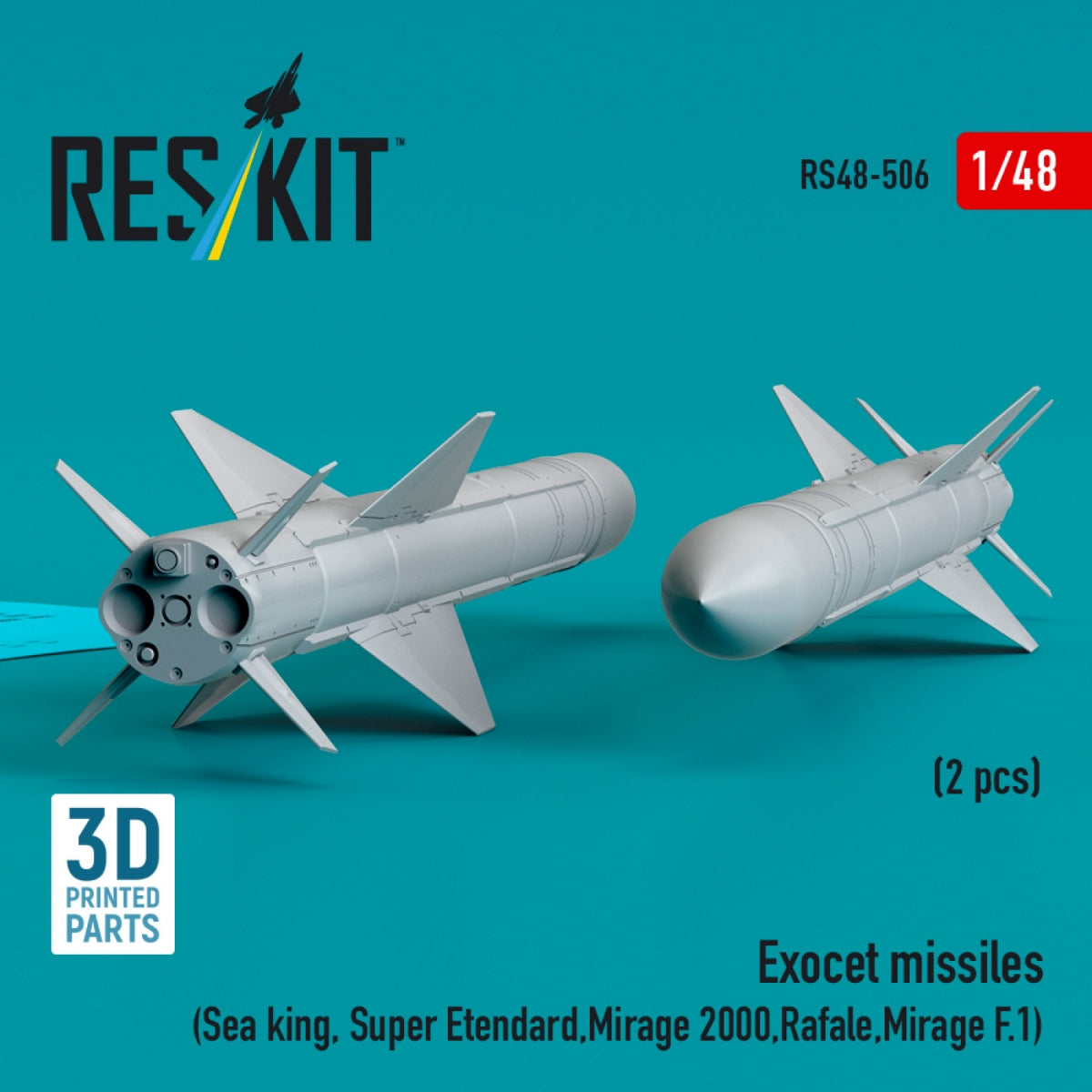 RESKIT RS48-0506 Exocet missiles (2 pcs) (3D Printed) 1/48 – immagine 2