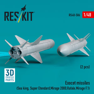 RESKIT RS48-0506 Exocet missiles (2 pcs) (3D Printed) 1/48 – immagine 2
