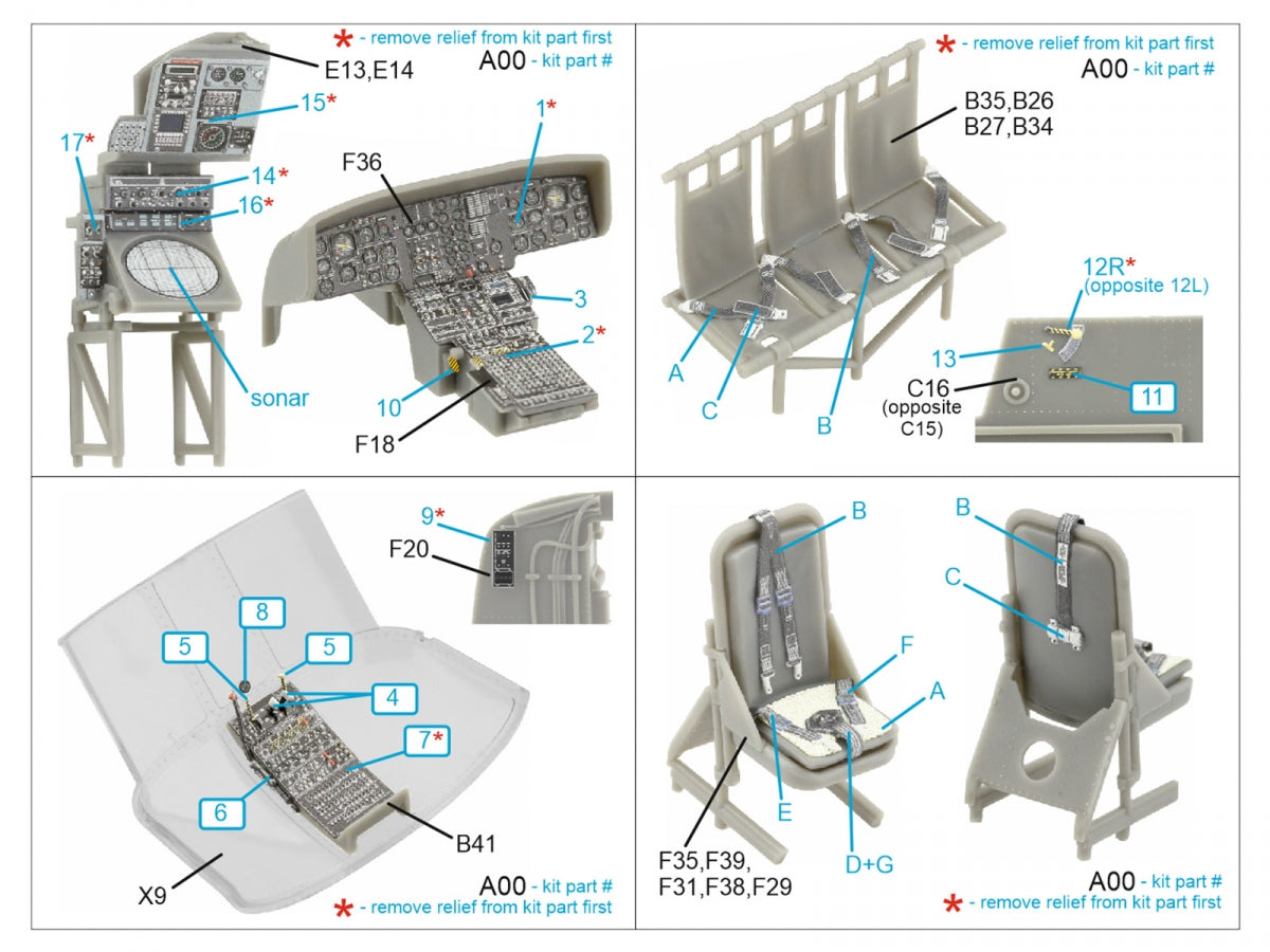Quinta Studio QD48431 Westland Sea King HU.5 3D-Printed &amp;amp; coloured Interior on decal paper (Airfix) 1/48 – immagine 2