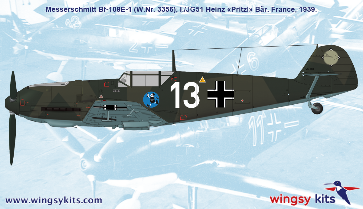 Wingsy Kits D5-07 German WWII Fighter MESSERSCHMITT Bf 109 E-1 1/48 – immagine 14