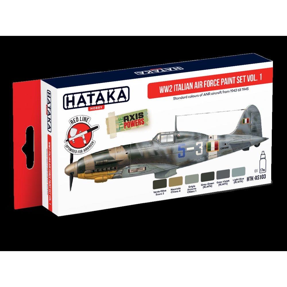 Hataka Hobby HTK-AS103 Coffret de peinture pour l&amp;#39;armée de l&amp;#39;air italienne de la Seconde Guerre mondiale, vol. 1