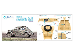 Quinta Studio QD35113 Volkswagen Typ 82E 3D-Printed &amp;amp; coloured Interior on decal paper (RFM) 1/35 – Bild 2