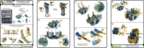 Master SM-350-095 USN 40 mm/56 Bofors quadruple mount ver.3 / with Mk-51 director - (resin, PE and turned parts) - (6pcs) 1/350 – Bild 8
