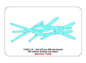 Aber 350L-11 Set of 8 pcs 380 mm barrels for German ships: Bismarck, Tirpitz 1/350 – Bild 4