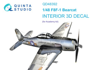 Intérieur imprimé en 3D et coloré sur papier décalcomanie Quinta Studio QD48392 F8F-1 Bearcat (Academy) 1/48
