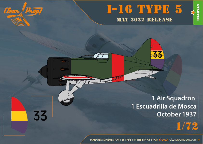 Clear Prop! CP72023 I-16 Type 5 In the sky of Spain STARTER KIT 1/72 – Bild 5