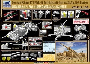 Bronco CB35114 German 88 mm L71 Flak 41 AA Gun w /Sd.Ah.202 1/35 – imagen 2