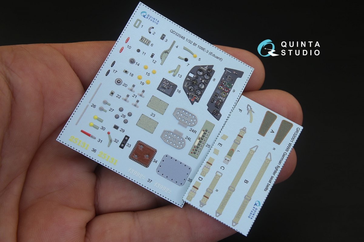 Quinta Studio QD32048 Bf 109E-3 3D-Printed &amp;amp; coloured Interior on decal paper (for Eduard kit) 1/32 – immagine 2
