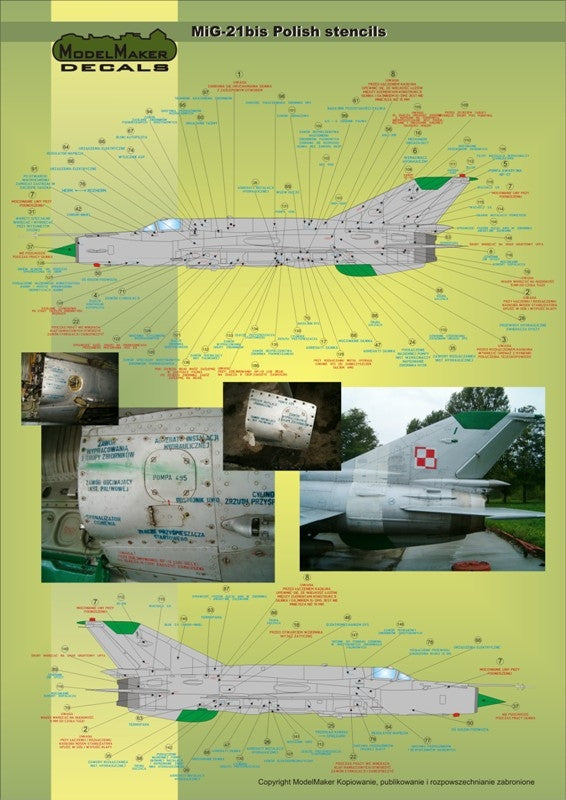 ModelMaker Decals D48020 MiG-21PFM/M/MF/bis/UM Polish stencils 1/48 – Bild 6