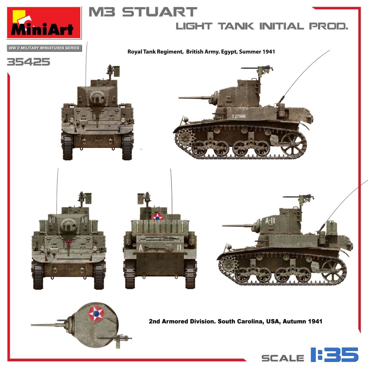 MiniArt 35425 M3 STUART LIGHT TANK, INITIAL PROD 1/35 – immagine 7