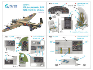 Quinta Studio QD72155 Avro Lancaster B.I/III 3D-Printed coloured Interior on decal paper (Airfix) 1/72 – Bild 2