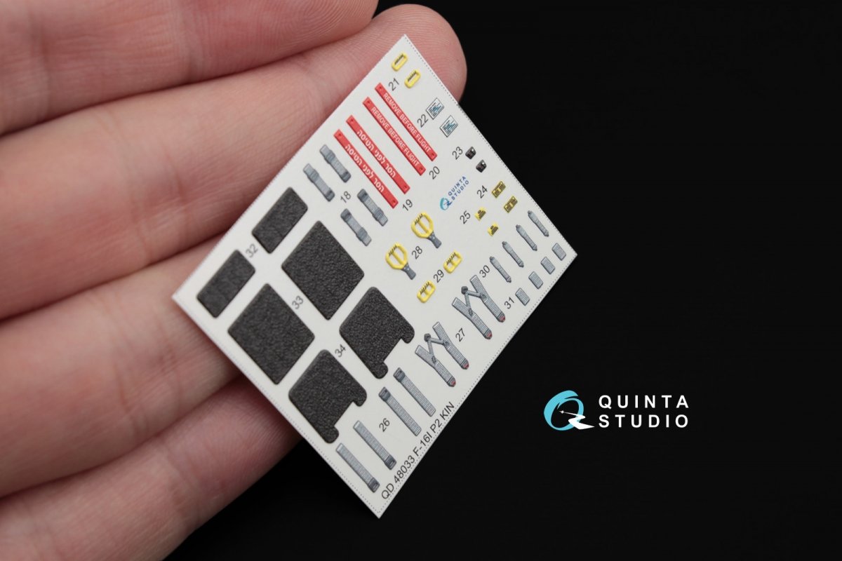 Quinta Studio QD48033 F-16I 3D-Printed &amp;amp; coloured Interior on decal paper (for Kinetic kit) 1/48 – immagine 2