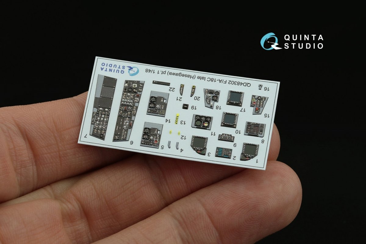 Quinta Studio QDS-48302 F/A-18C late 3D-Printed &amp;amp; coloured Interior on decal paper (Hasegawa) (Small version) 1/48 – immagine 4