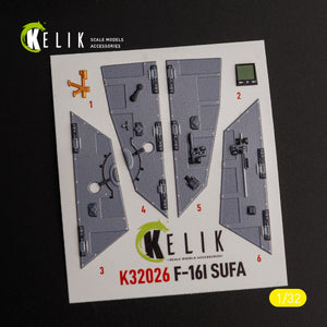 KELIK K32026 F-16I &amp;quot;Sufa&amp;quot; - interior 3D decals for Academy kit 1/32 – immagine 4