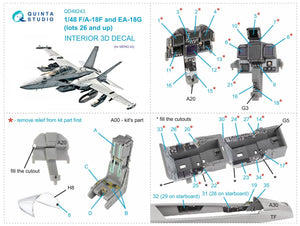 Quinta Studio QD48243 F/A-18F late / EA-18G 3D-Printed &amp;amp; coloured Interior on decal paper ( Meng ) 1/48 – imagen 2