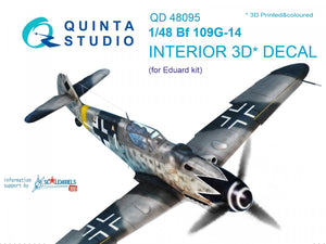Quinta Studio QD48095 Bf 109G-14 3D-Printed &amp;amp; coloured Interior on decal paper (for Eduard kit) 1/48