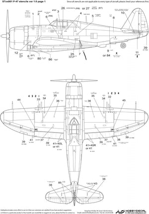 HobbyDecal ST48001V1 P-47 Stencils ver 1 1/48 – immagine 2
