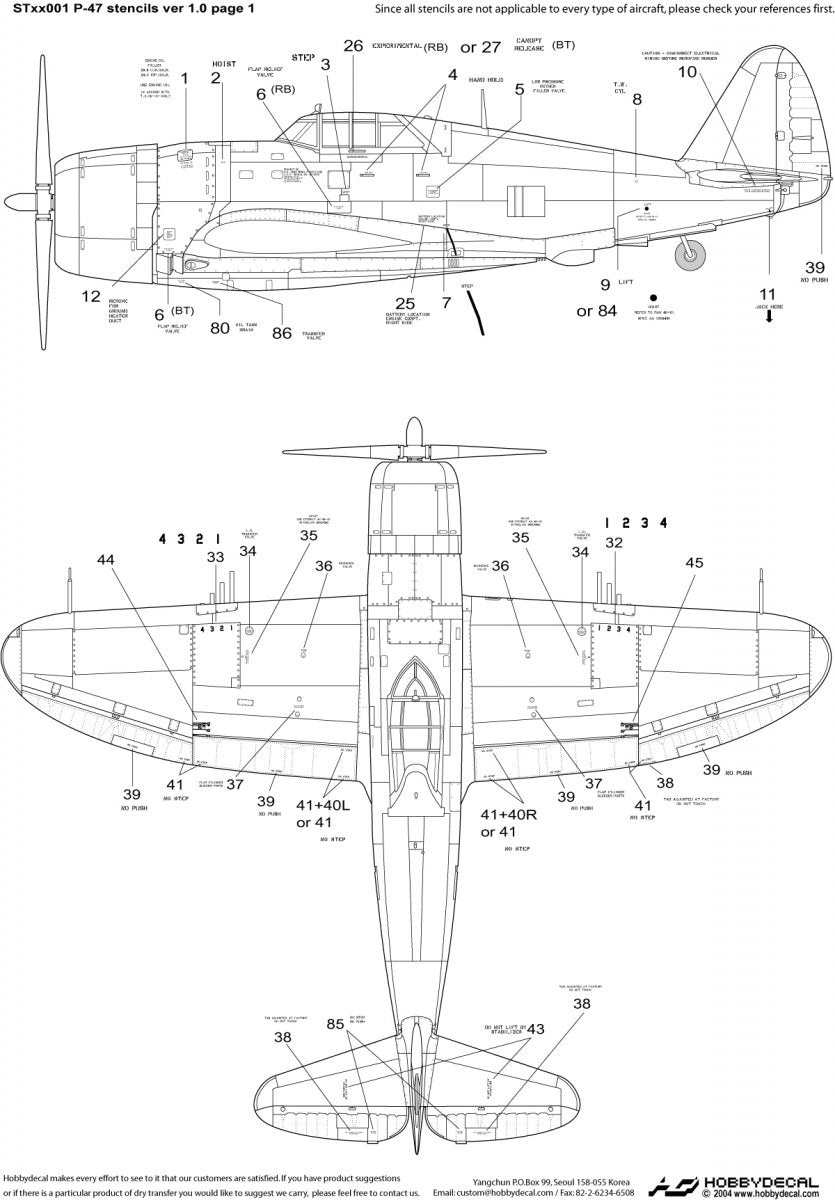 HobbyDecal ST48001V1 P-47 Stencils ver 1 1/48 – immagine 2