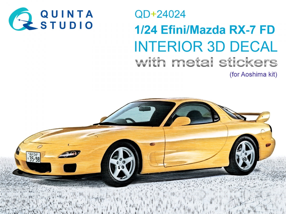 Quinta Studio QD+24024 Efini-Mazda RX-7FD 3D-Printed &amp; coloured Interior on decal paper (Aoshima) 1/24