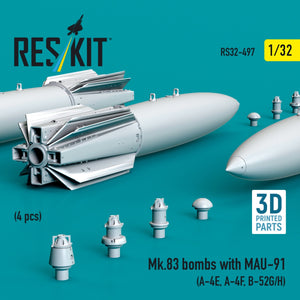 RESKIT RS32-0497 Mk.83 bombs with MAU-91 (4 pcs) (3D printed) 1/32 – image 2