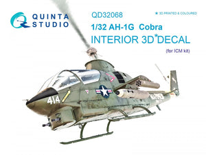 Quinta Studio QD32068 AH-1G Cobra 3D-Printed &amp;amp; coloured Interior on decal paper (for ICM kit) 1/32