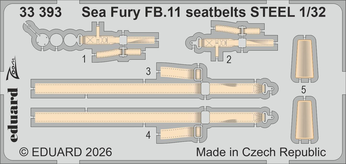 Eduard 33393 Hawker Sea Fury FB.11 - Steel Seatbelts Zoom Set for DBMK 1/32