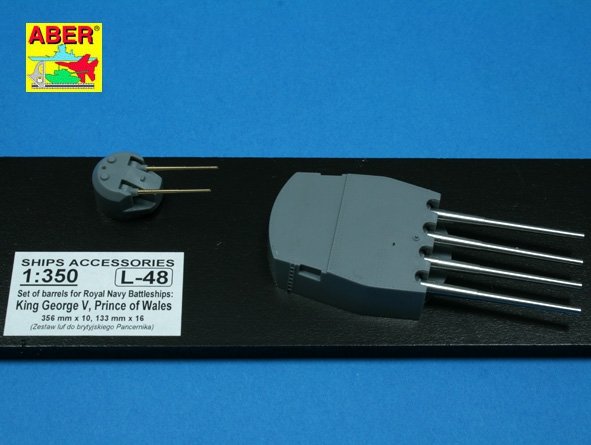 Aber 350L-48 Set of barrels 356mm x 10; 133mm x 16 for King George V, Prince of Wales 1/350 – imagen 4