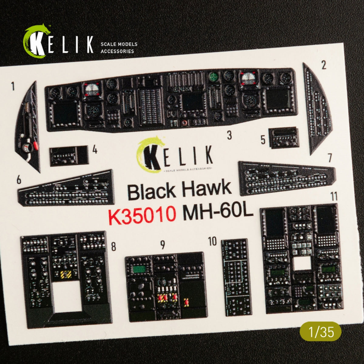 KELIK K35010 MH-60L BLACK HAWK INTERIOR 3D DECALS FOR KITTY HAWK KIT 1/35 – Bild 3