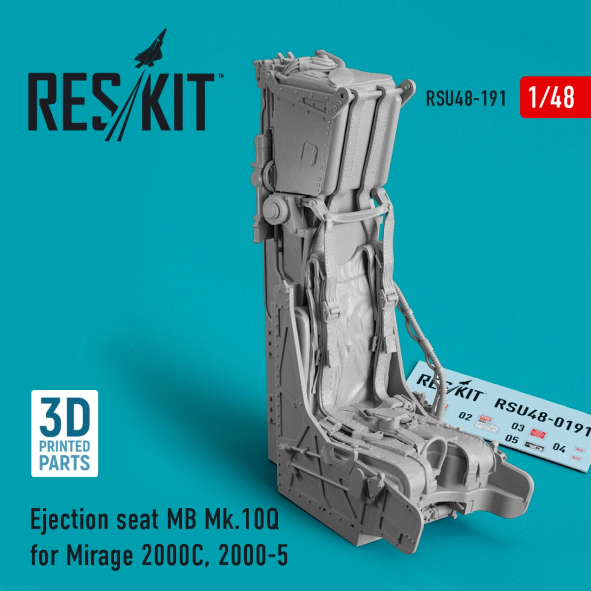 RESKIT RSU48-0191 Ejection seat MB Mk.10Q for Mirage 2000C, 2000-5 (3D Printed) 1/48