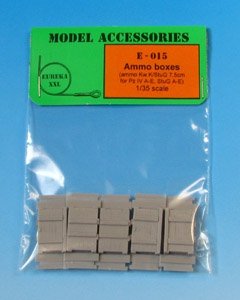 Boîtes à munitions en bois Eureka XXL E-015 pour calibre 7,5 cm Kw.K.37/Stu.K.37 L/24 1/35