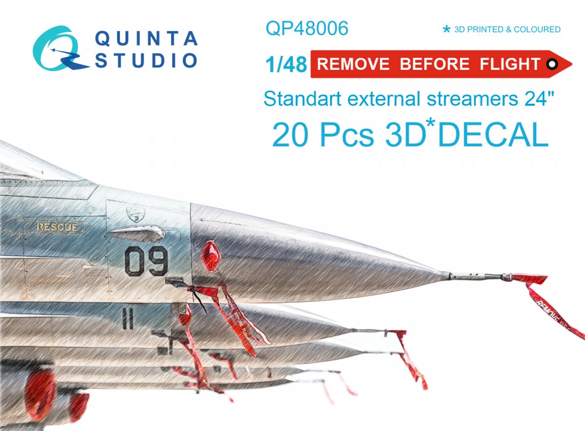Quinta Studio QP48006 "Remove Before Flight" standart external streamer 24", 20 Pcs 1/48