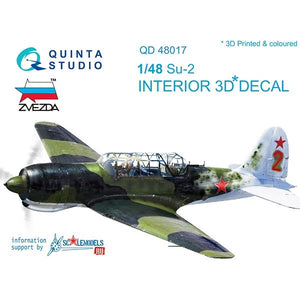 Intérieur imprimé en 3D et coloré sur papier décalcomanie Quinta Studio QD48017 Su-2 (pour maquettes Zvezda) 1/48